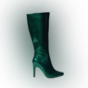 BC Footwear Green Heeled Boots with Sleek Design
